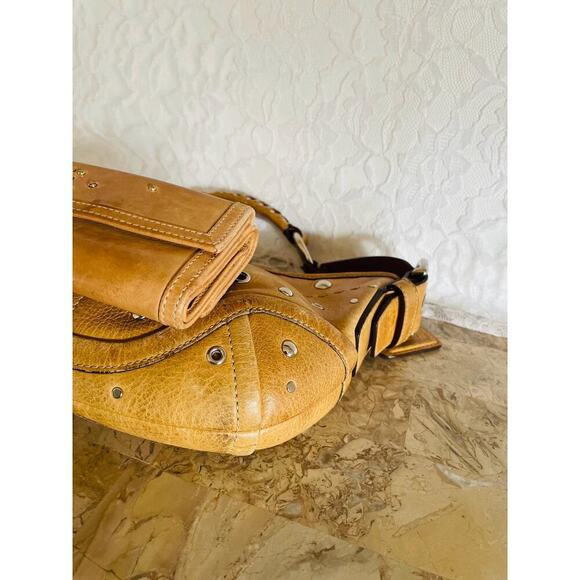 Bundle/set Vtg Coach Purse Shoulder soho vachetta mustard rhinestone bag/WALLET - Picture 8 of 9